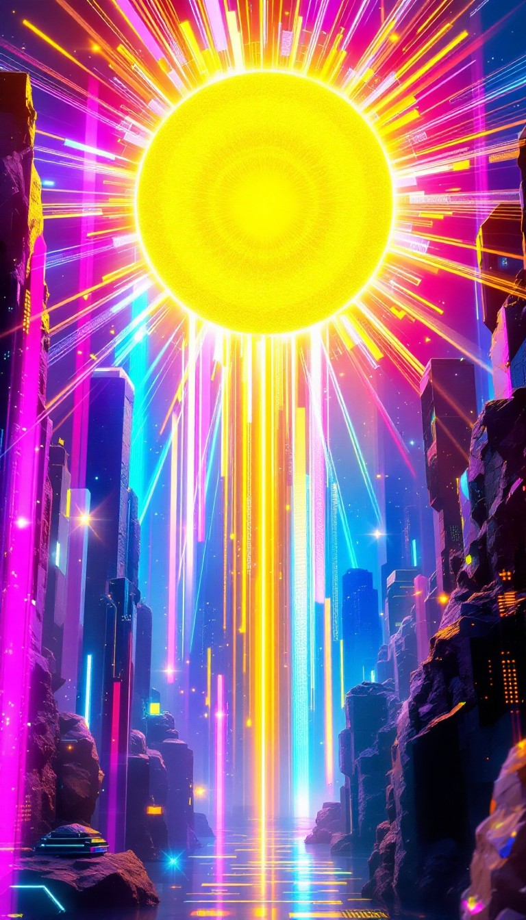 Sun Magic Neon Free Neon Sun Rising Image - Cyberpunk, Sun, Neon | Download at StockCake