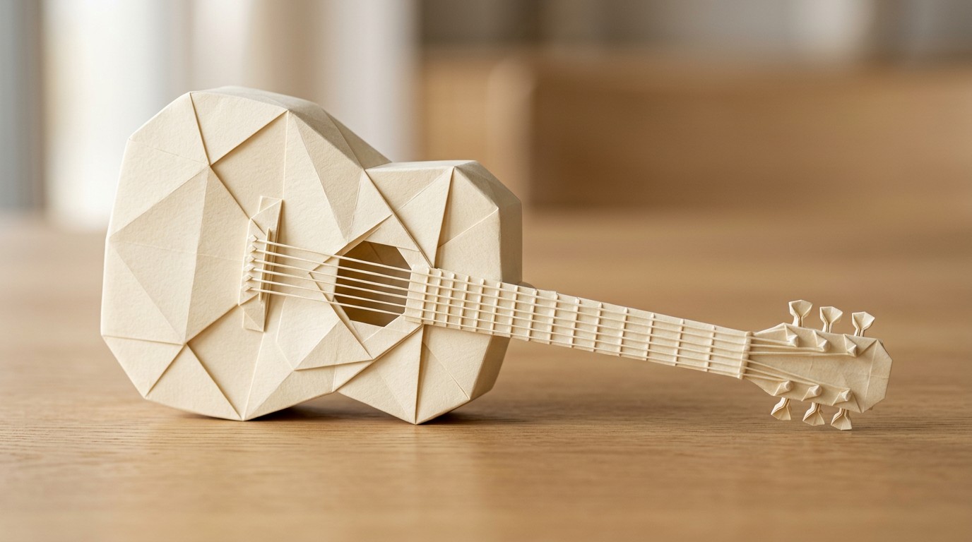 Guitar Paper Tutorial Free Folded Paper Guitar Image - Origami, Guitar, Paper | Download at ...