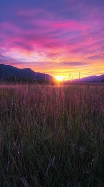 Free Vibrant Sunset Fields Image - Sunset, Mountains, Sky | Download at ...