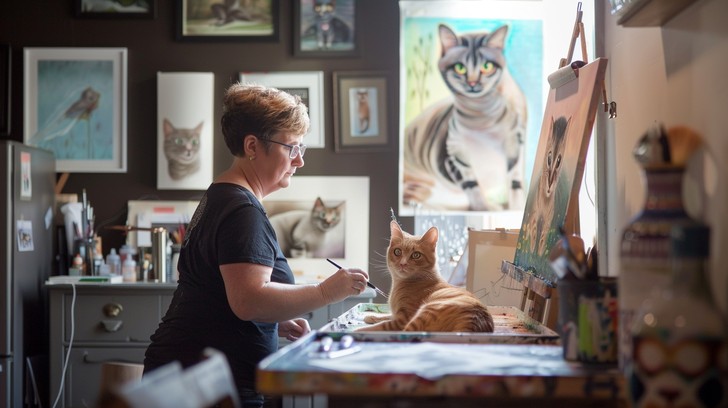 Free Artist Painting Cat Image - Artist, Painting, Cat | Download at ...