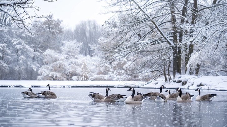 Free Geese Winter Swim Image - Geese, Winter, Pond | Download at StockCake