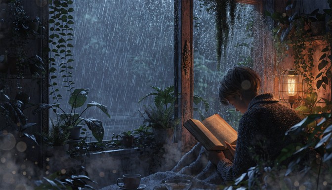 Free Rainy Night Reading Image - Reading, Book, Rain | Download at ...