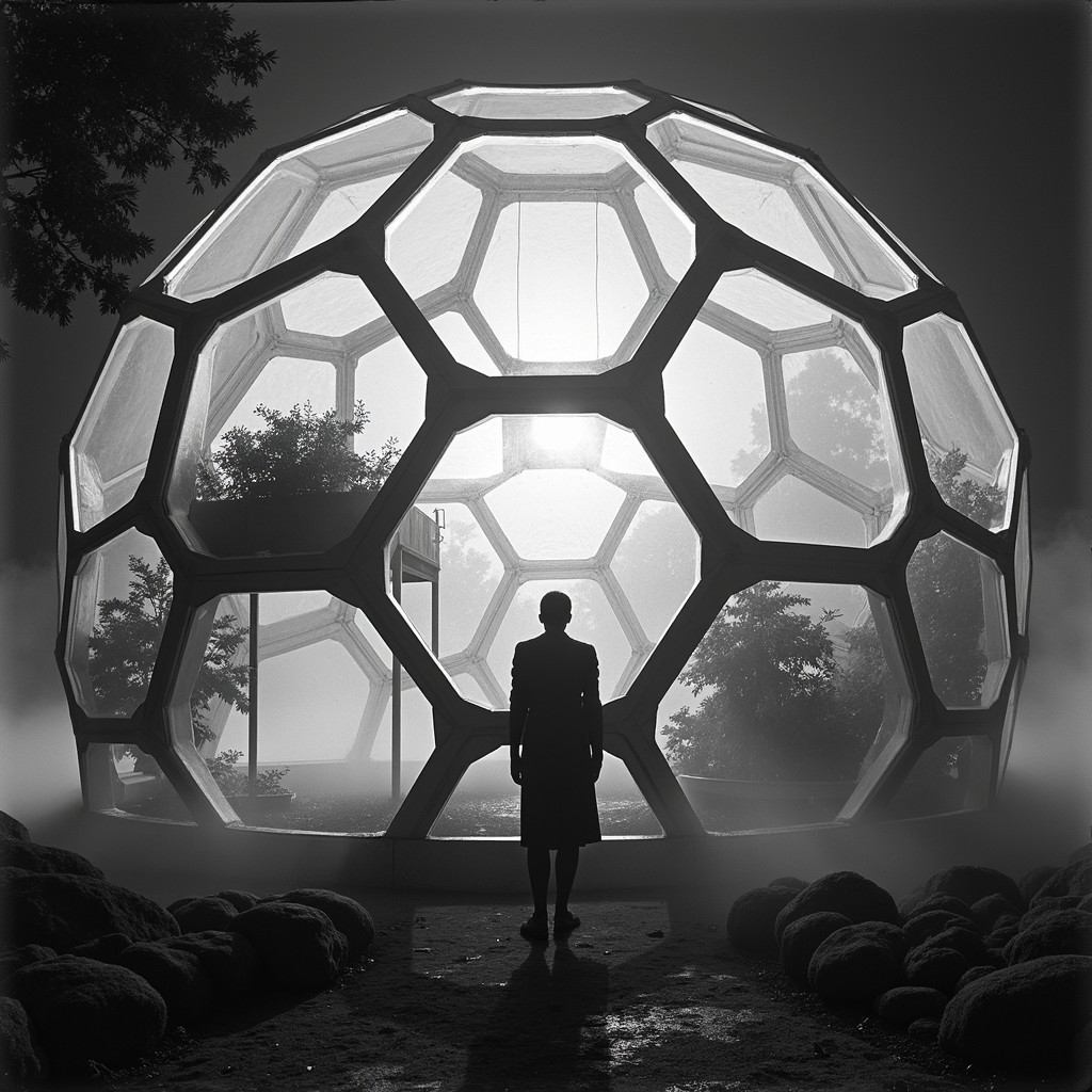 Geodesic Biohome Free Geodesic Biodome Silhouette Image - Biodome, Geodesic, Futuristic ...