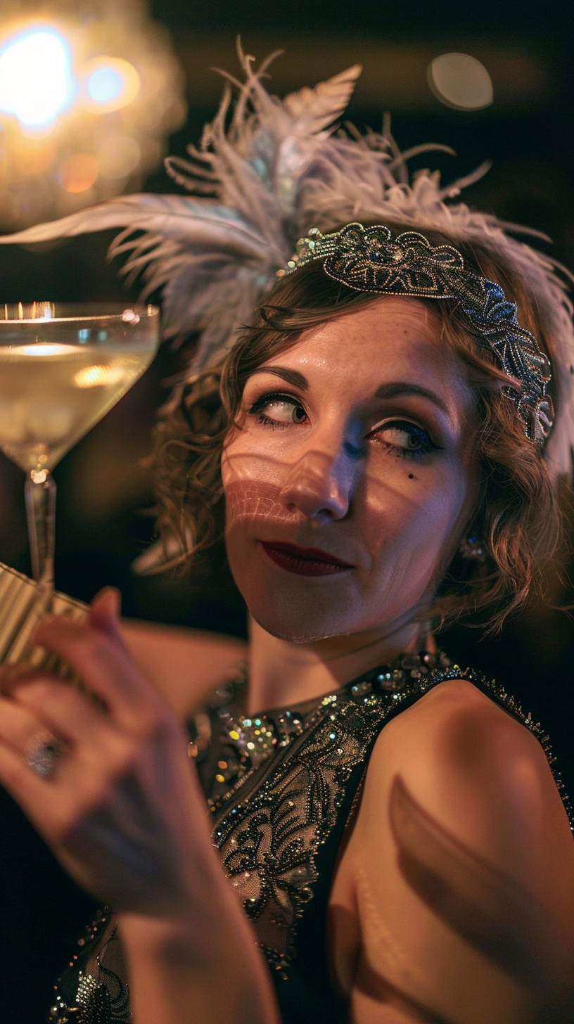Free Flapper holding cocktail Image - Woman, Flapper, Feather ...