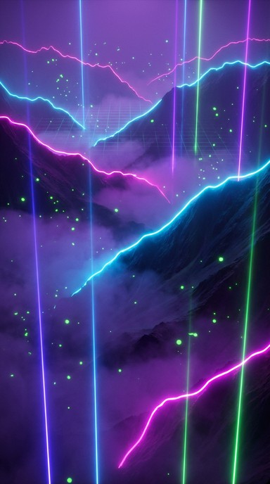 Free Cyberpunk Valley Dreams Image - Cyberpunk, Neon, Mountains ...