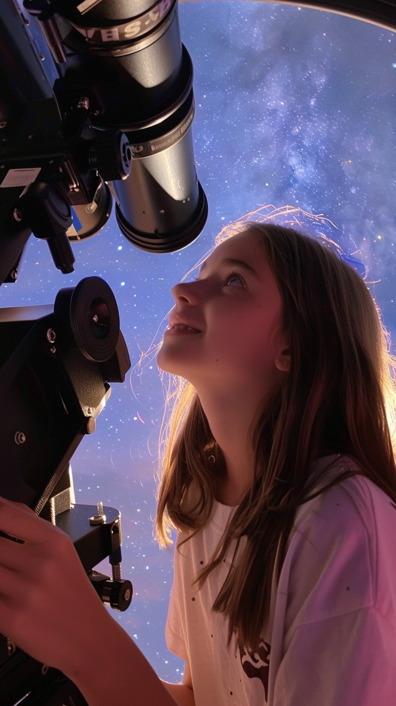 Free Girl exploring stars Image - Girl, Telescope, Stars | Download at ...