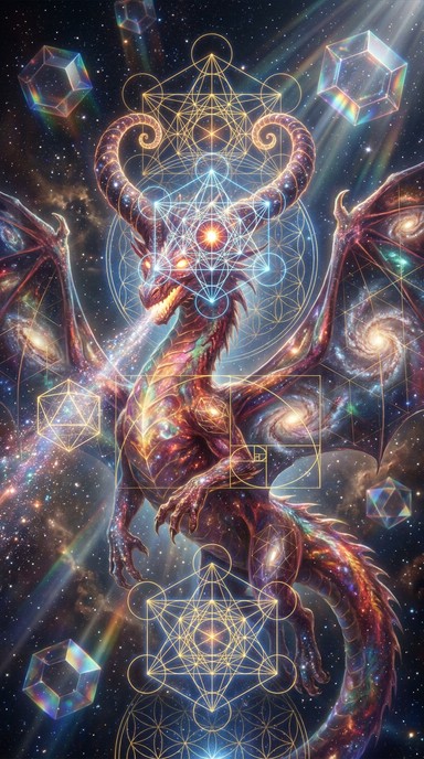 Wireframe Color Schemes A magnificent dragon made entirely of cosmic matter rises majestically ...
