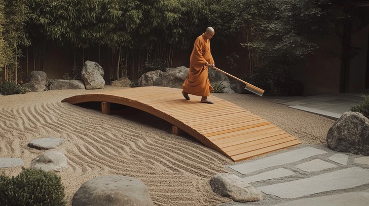 Free Monk Sweeping Bridge Image - Monk, Garden, Sweeping | Download at ...