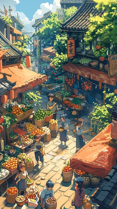 Free Bustling Market Scene Image - Market, People, Village | Download ...