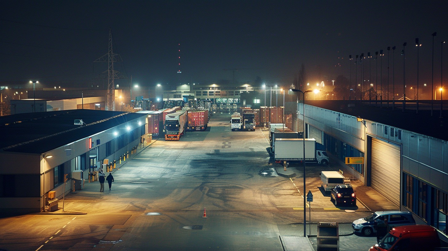 Free Industrial Night Scene Photo - Night, Industrial, Warehouse ...