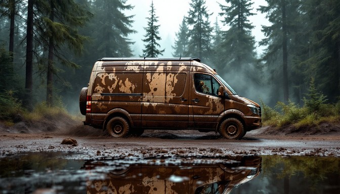 Puddle Van Free Muddy Van Adventure Image - Van, Adventure, Forest | Download at ...