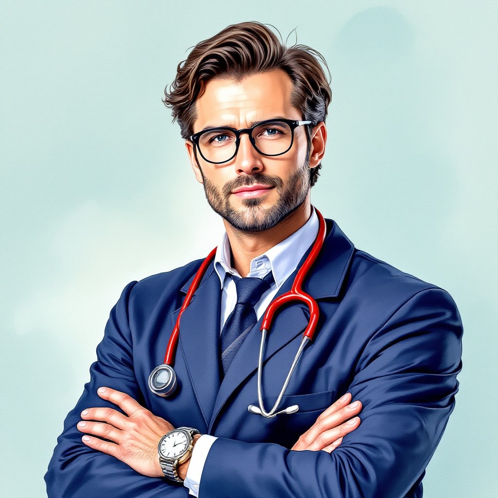 Free Stylish Doctor Portrait Image - Doctor, Watercolor, Illustration ...