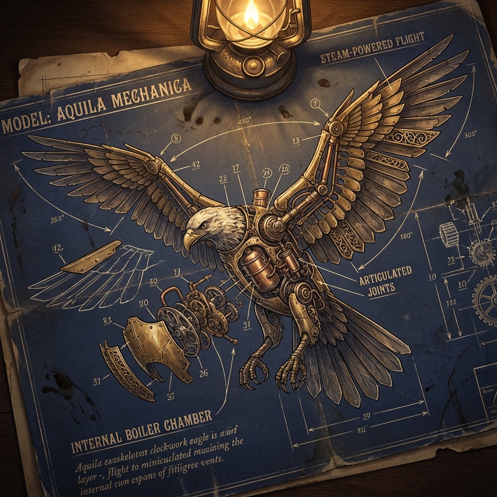 Free Clockwork Eagle Blueprint Image - Steampunk, Blueprint, Mechanical ...