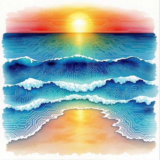 Technology Background Ocean Free Technology Meets Nature Image - Technology, Beach, Sunset ...