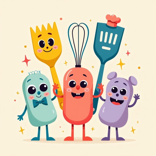Free Happy Kitchen Crew Photo - Utensils, Kitchen, Cartoon | Download ...