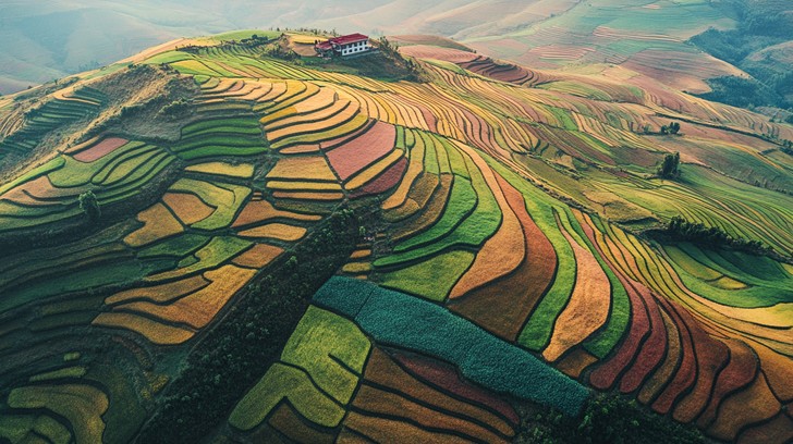 Terrace Field Graphics Free Colorful Terraced Fields Image - Aerial, Agriculture, Terraced ...