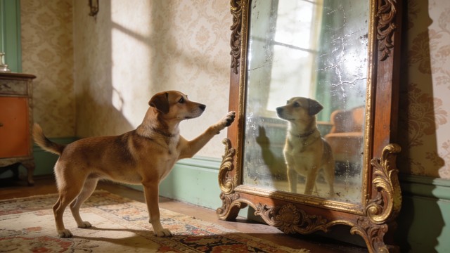 Dog Refection Free Dog Meets Reflection Image - Dog, Mirror, Reflection | Download at ...