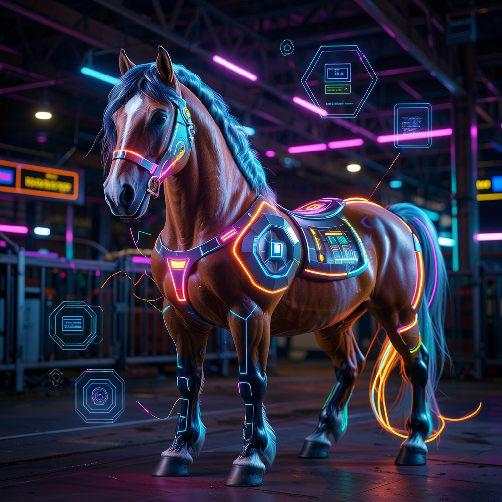 Free Cyberpunk Horse Technology Image - Cyberpunk, Horse, Neon ...