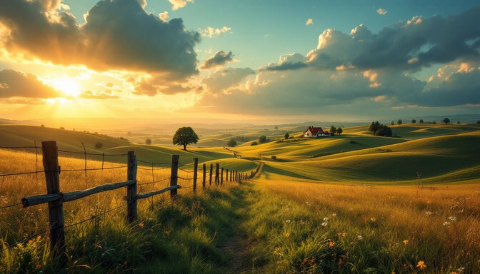 Free Golden Countryside Sunset Image - Countryside, Landscape, Sunset ...
