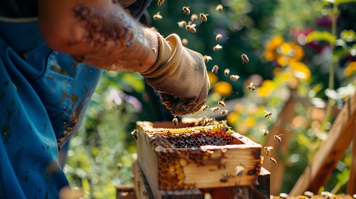 Process Of Apiculture Free Beekeeper Harvests Honey Image - Beekeeping, Honey, Bees ...