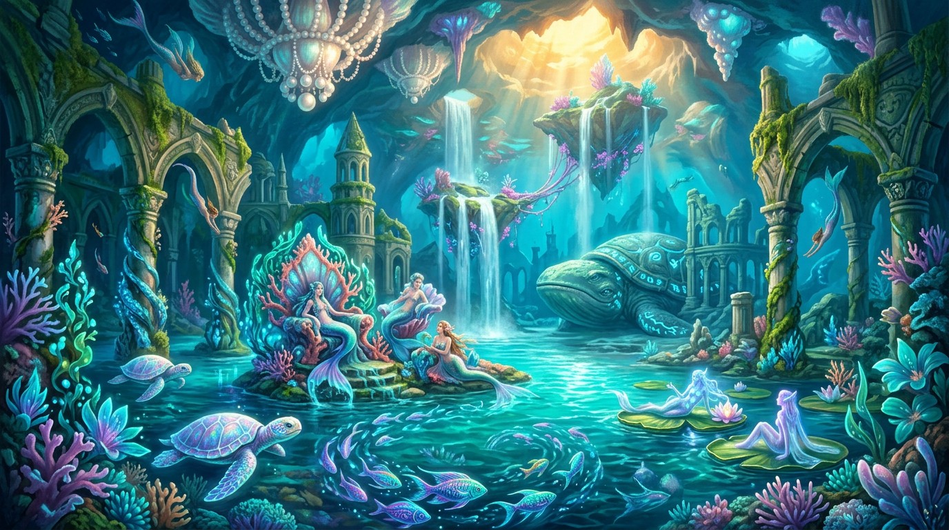 Free Enchanted Aquatic Realm Image - Fantasy, Underwater, Lagoon ...