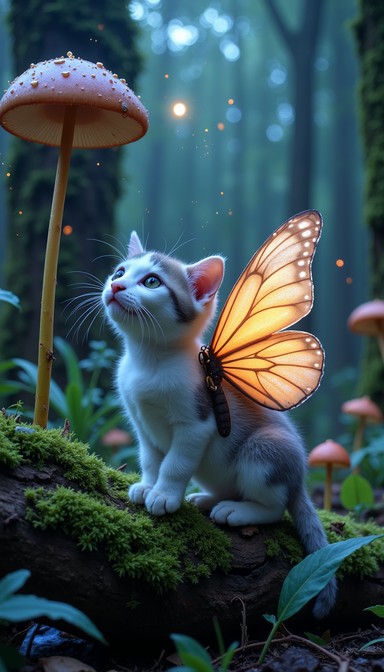 Free Wings Of Wonder Image - Kitten, Butterfly, Magical | Download at ...