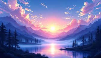Free Misty Mountain Dawn Image - Sunrise, Mountains, Lake | Download at ...