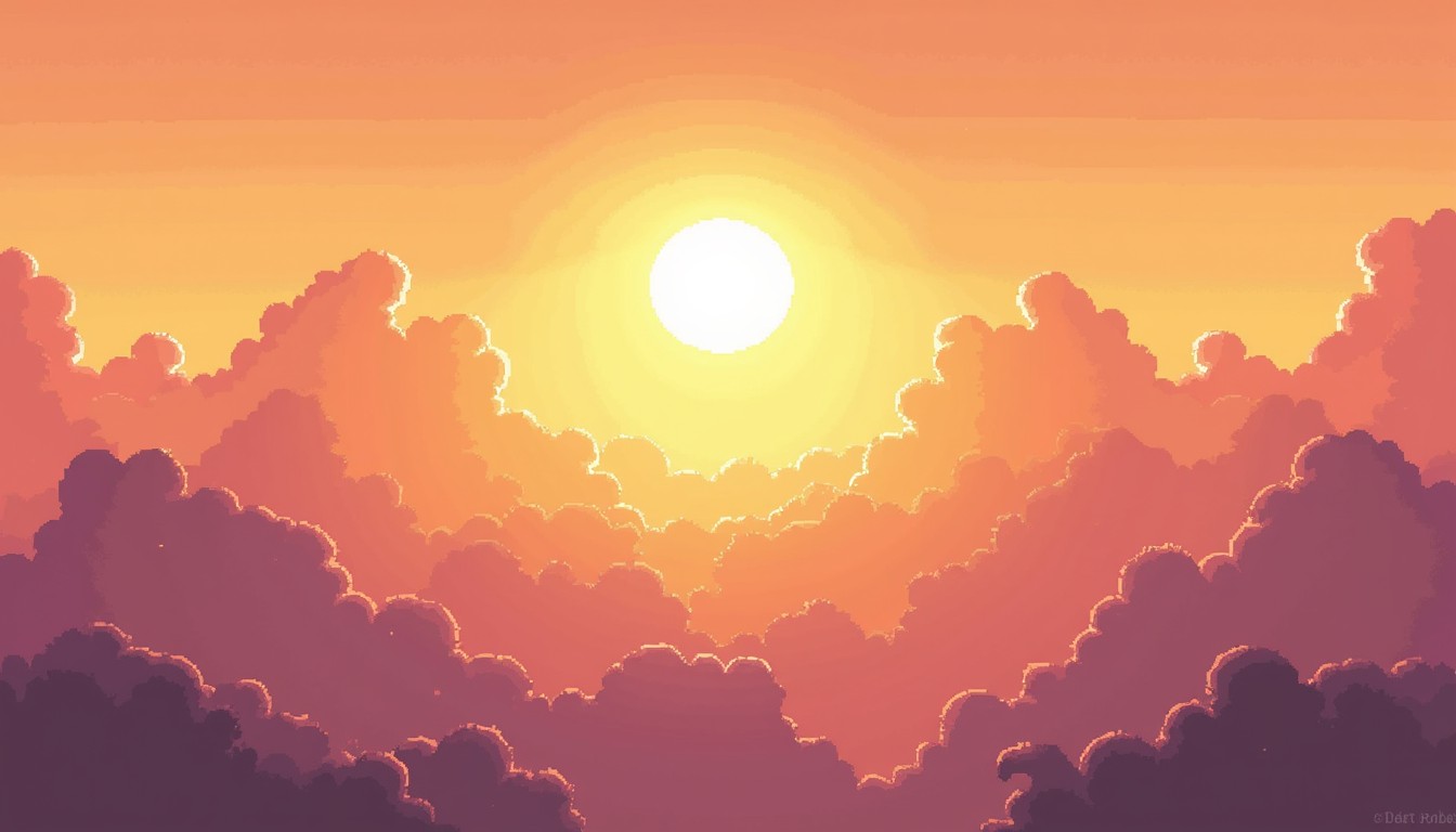 Free Pixelated Golden Dawn Image - Sunrise, Pixel, Clouds | Download at ...