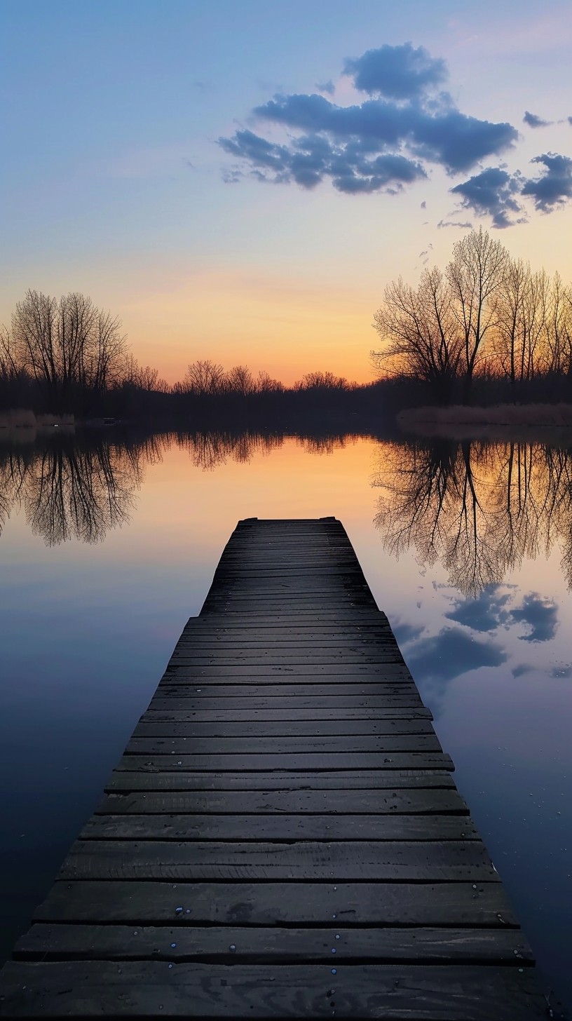 Free Serene Lake Sunset Image - Sunset, Lake, Pier | Download at StockCake