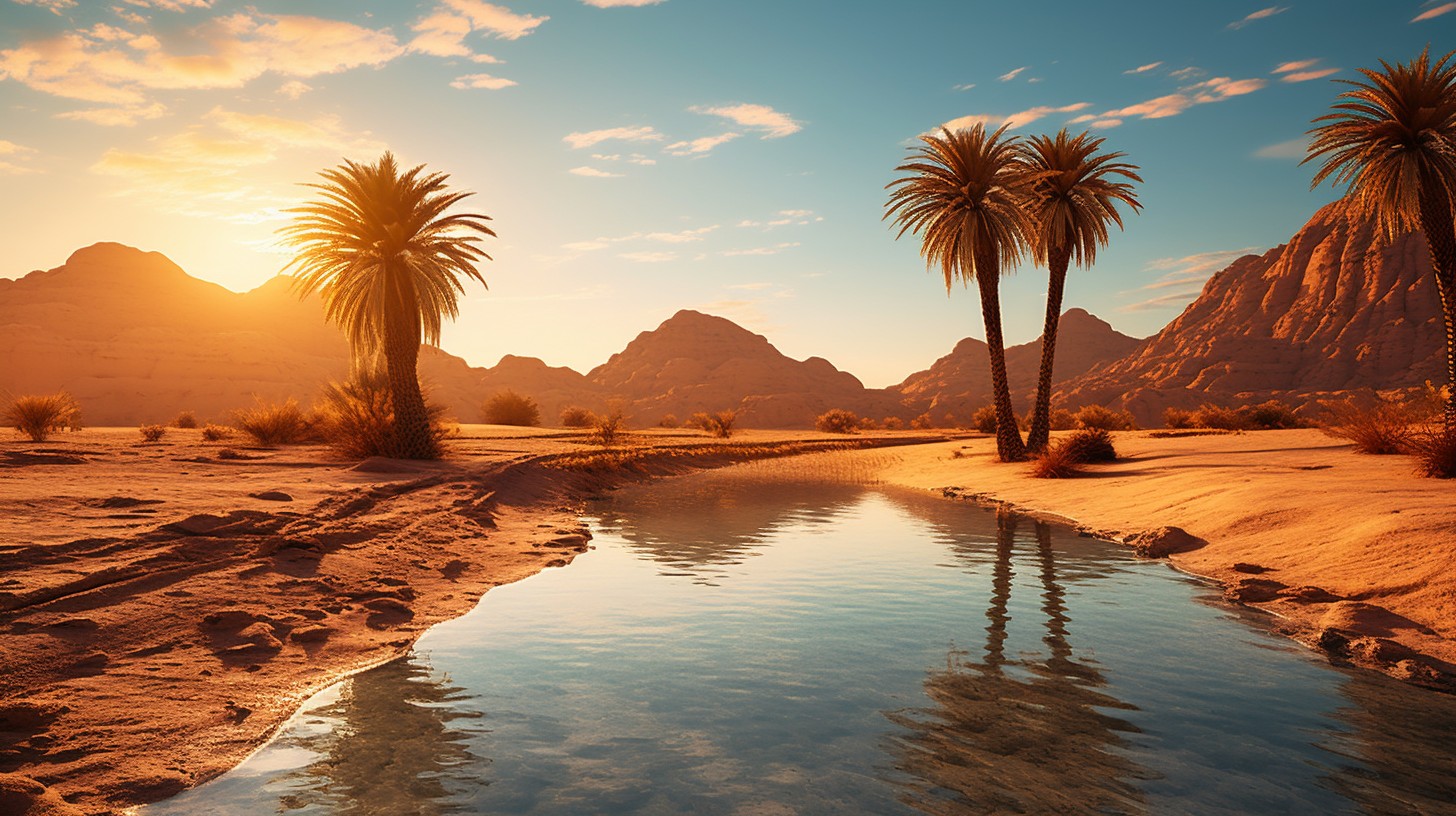 Free Desert Oasis Sunset Image - Desert, Oasis, Sunset | Download at ...