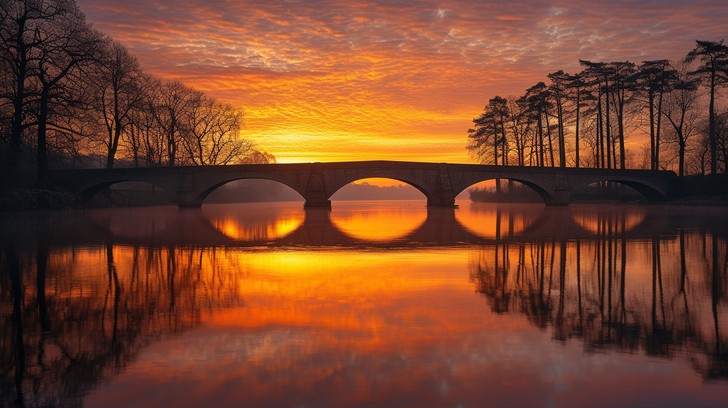 Free Sunset Bridge Reflection Image - Sunset, Reflection, Bridge ...