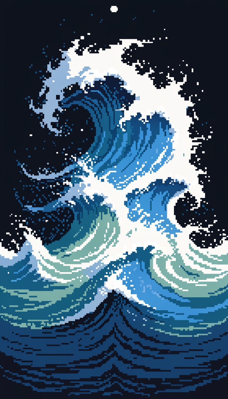 Free 8-Bit Ocean Surge Image - Pixel, Wave, Ocean | Download at StockCake