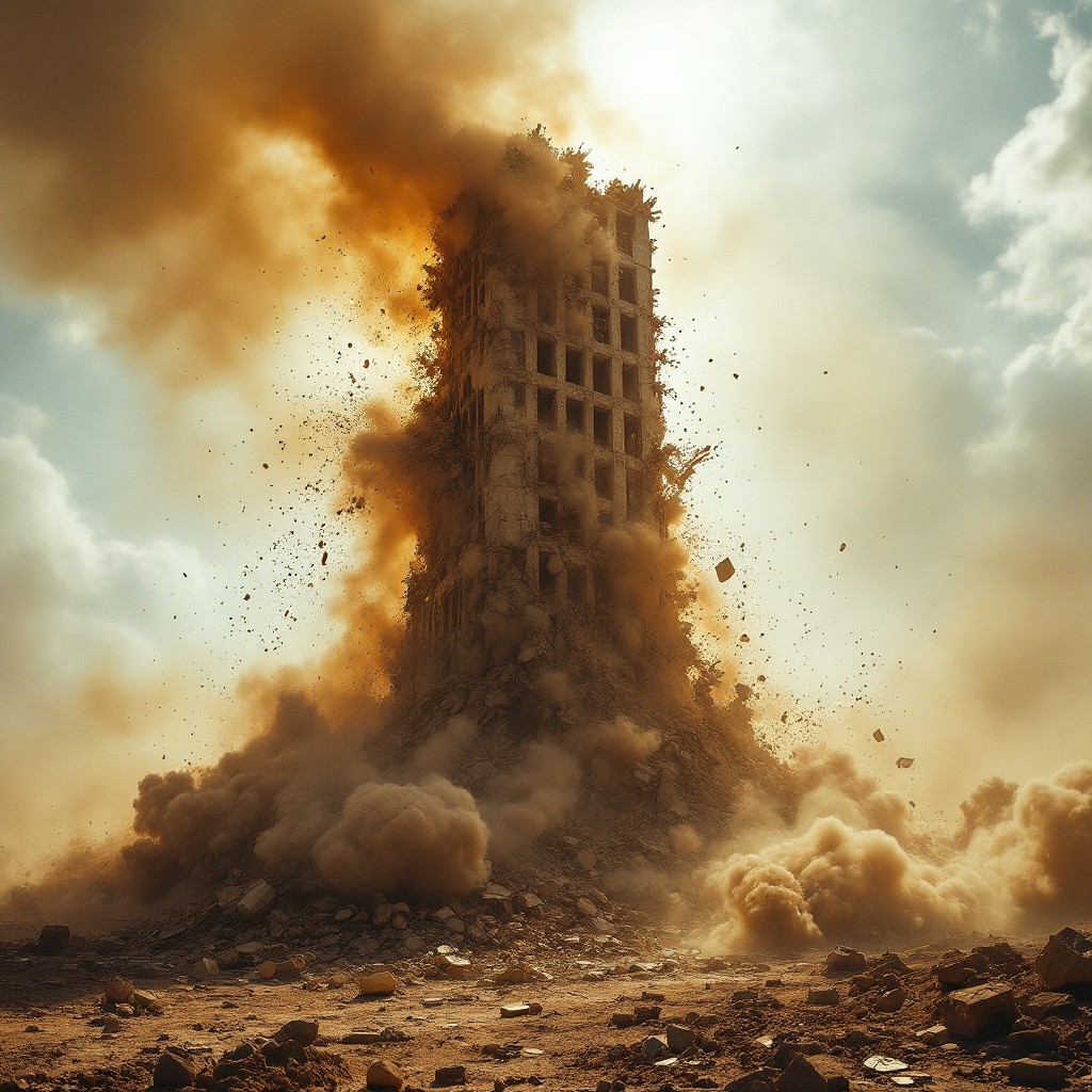 Download Tower Crumbles Dramatically Image - Collapse, Destruction ...