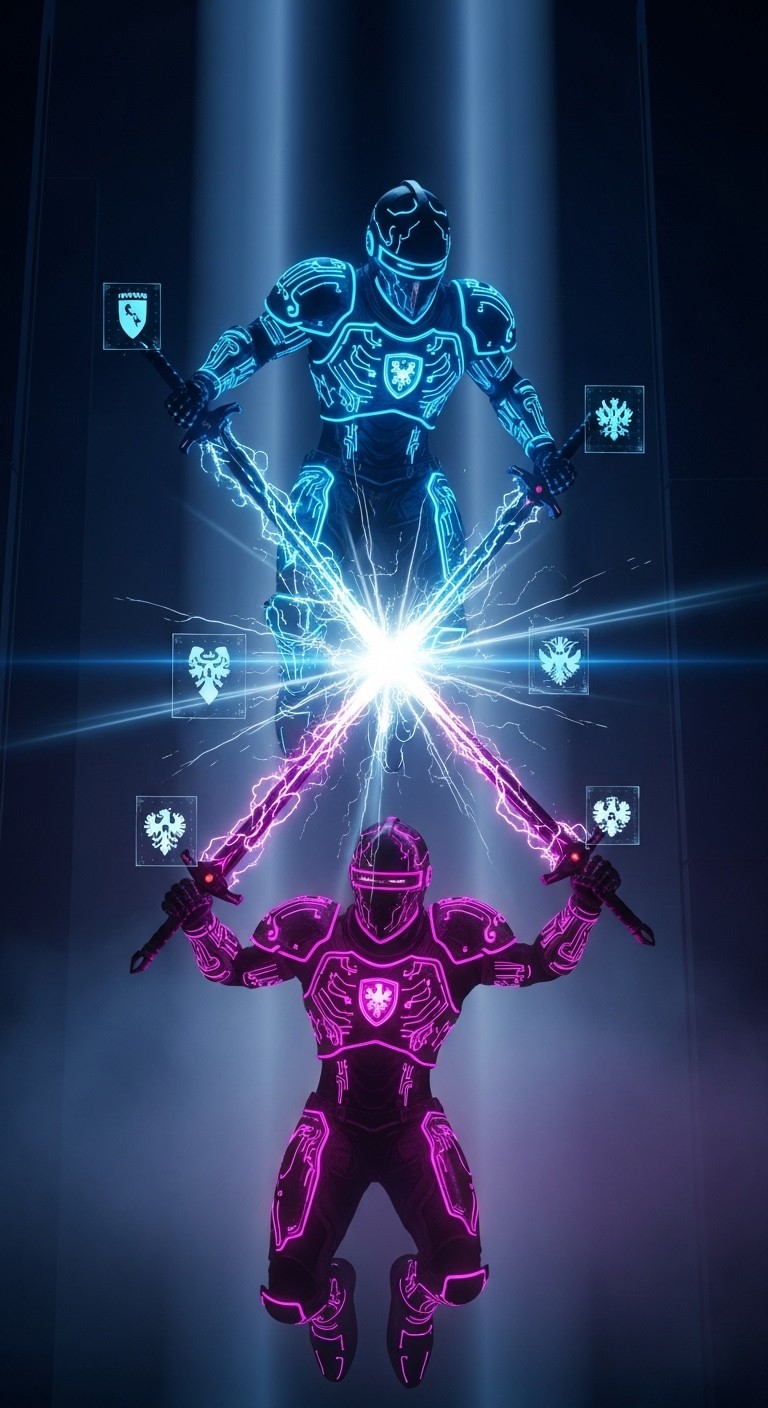 Free Neon Knights Clash Image - Cyberpunk, Knights, Futuristic ...