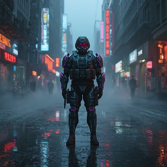 Free Neon Rain Warrior Image - Cyberpunk, Futuristic, Soldier ...