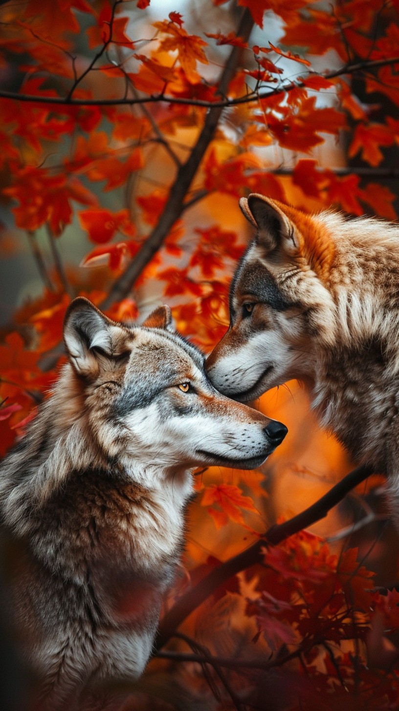 Free Autumn Wolves Duo Image - Autumn, Wolves, Nature | Download at ...