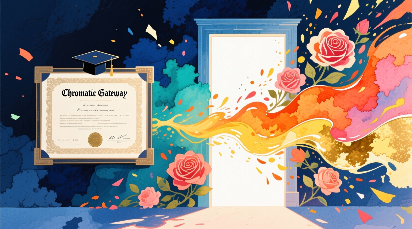 Free Education Gateway Celebration Image - Watercolor, Diploma ...