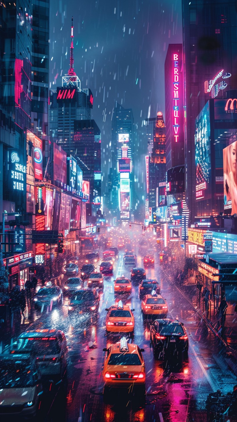 Free Neon Rainy Night Image - City, Neon, Rain | Download at StockCake