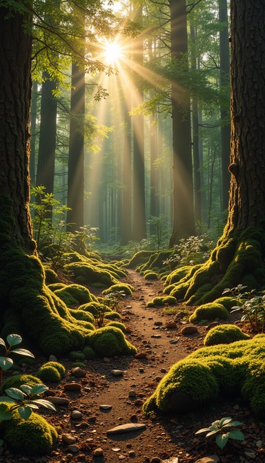 Free Enchanted Forest Path Image - Forest, Path, Sunbeams | Download at ...