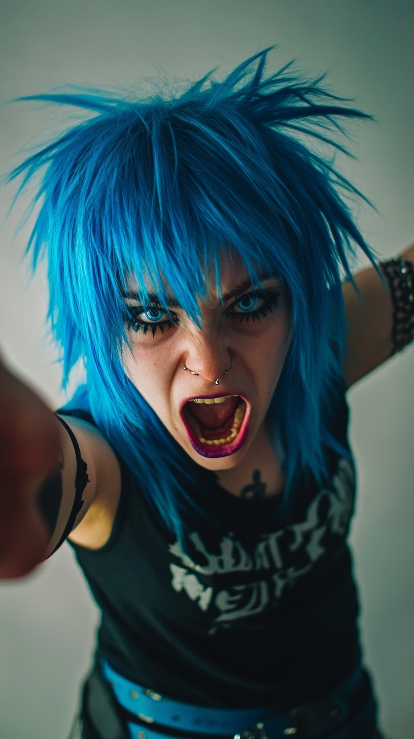 Punk Rocker With Bread Free Blue-haired punk rocker Image - Blue, Hair, Punk | Download at ...