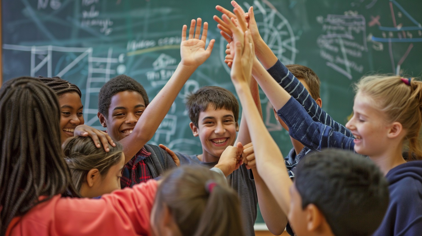 Students Image Example Free Classroom Team Spirit Image - Students, Classroom, High Five ...
