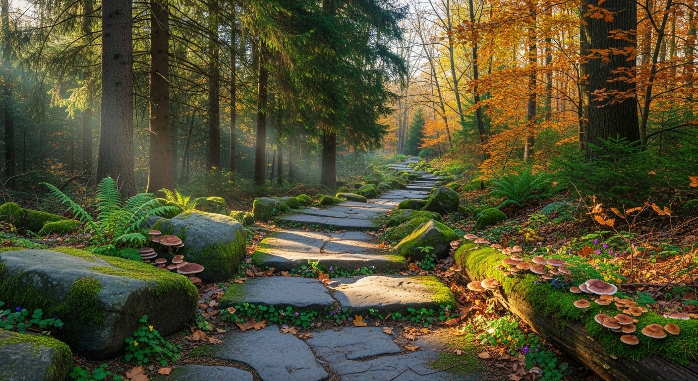 Free Misty Forest Path Photo - Forest, Pathway, Stones | Download at ...