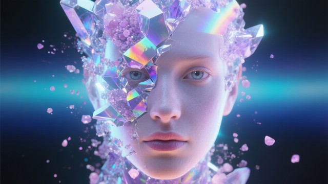 Face Radiating Light Free Crystalline Beauty Dissolves Image - Particles, Crystalline ...