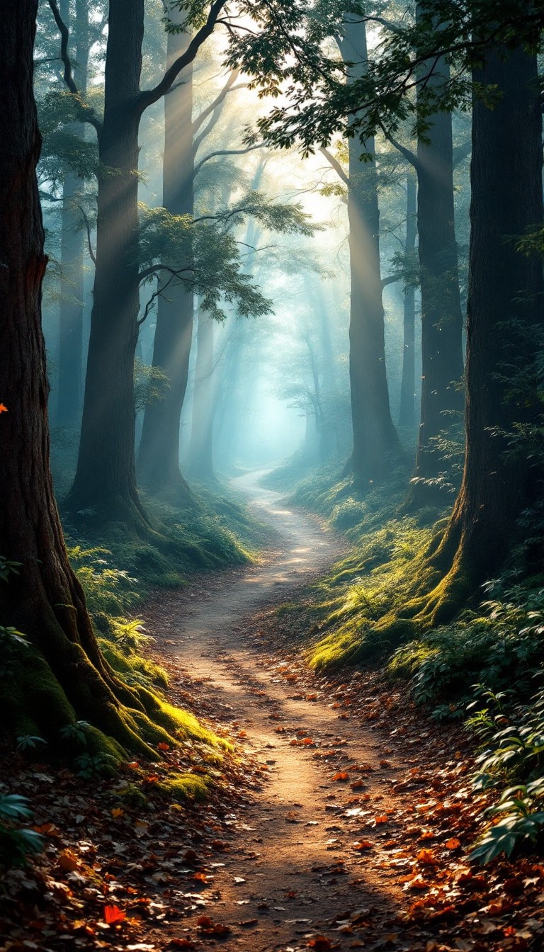 Free Misty Forest Path Image - Forest, Path, Misty | Download at StockCake