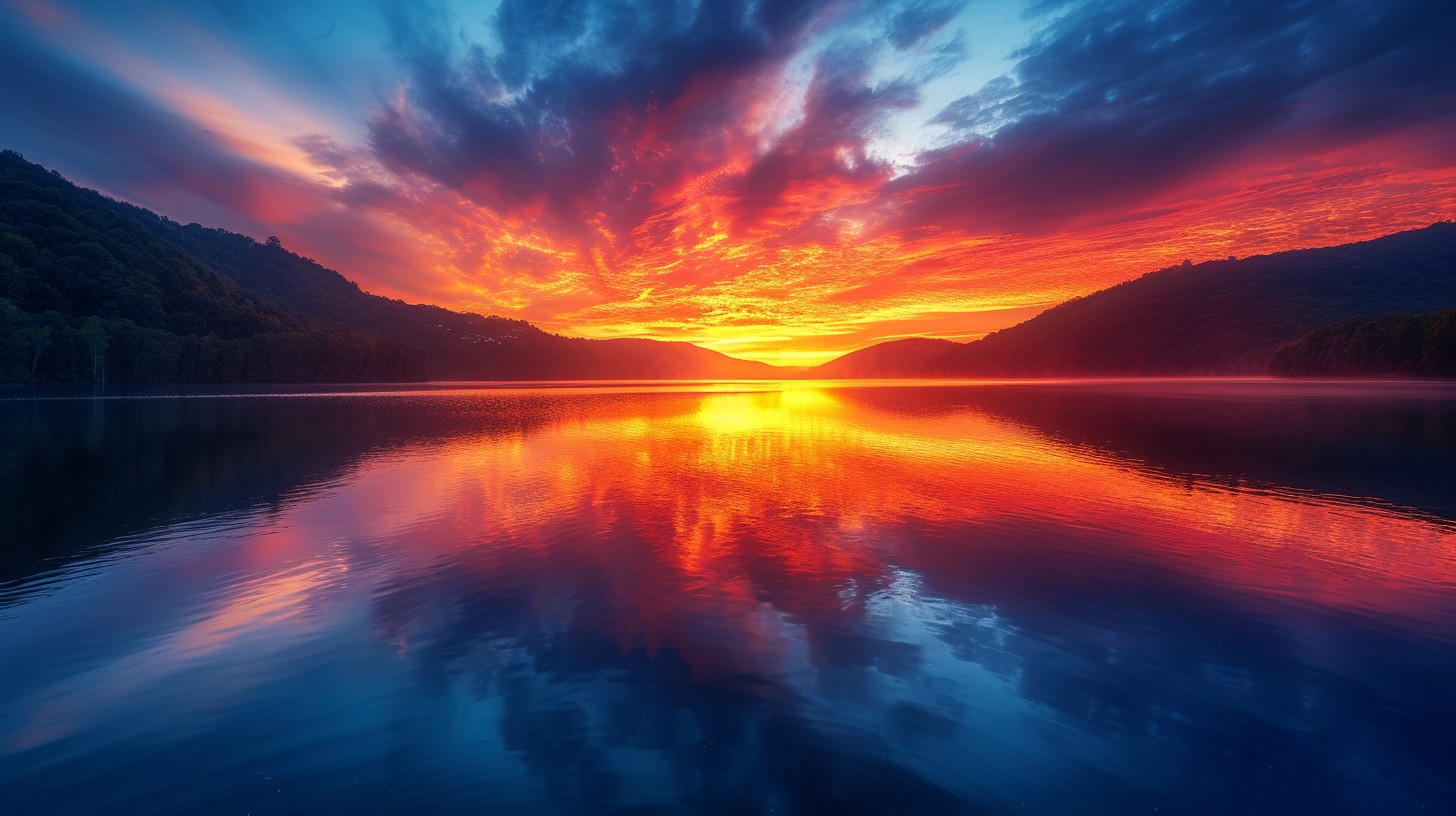 Free Fiery Sunset Reflection Image - Sunset, Sunrise, Reflection ...
