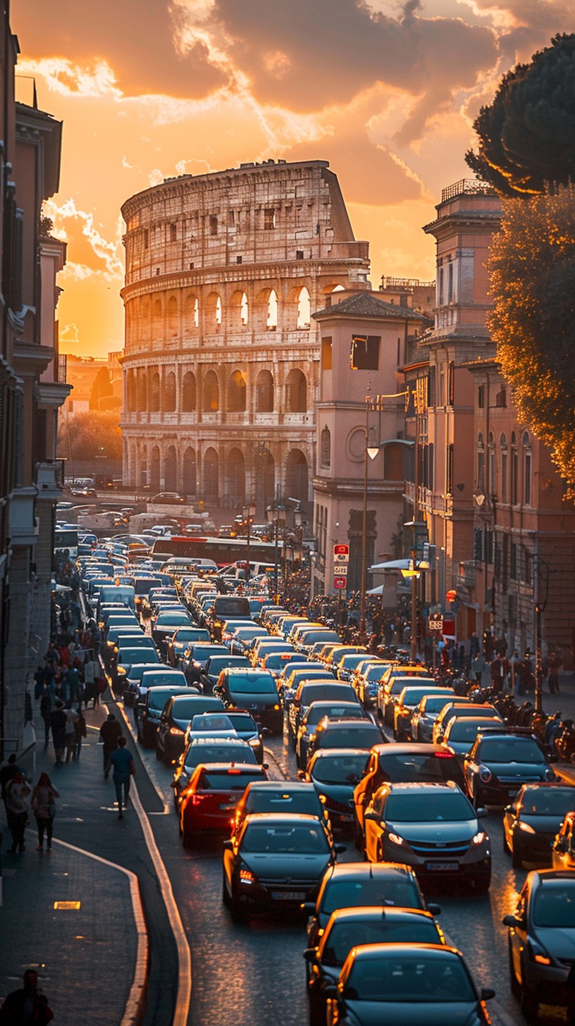 Traffic Rome Free Sunset Roman Traffic Image - Sunset, Rome, Traffic | Download at ...