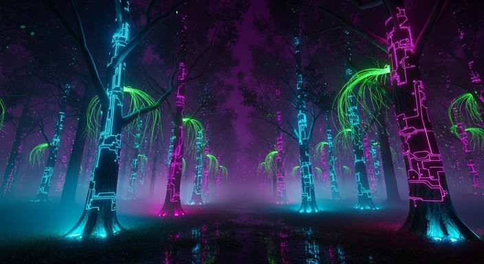 Free Neon Forest Glow Image - Cyberpunk, Neon, Forest | Download at ...