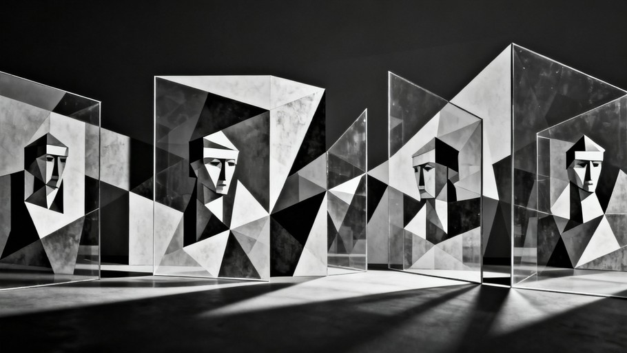 Cubist Motion Free Cubist Portrait Sequence Image - Cubist, Geometric, Monochrome ...