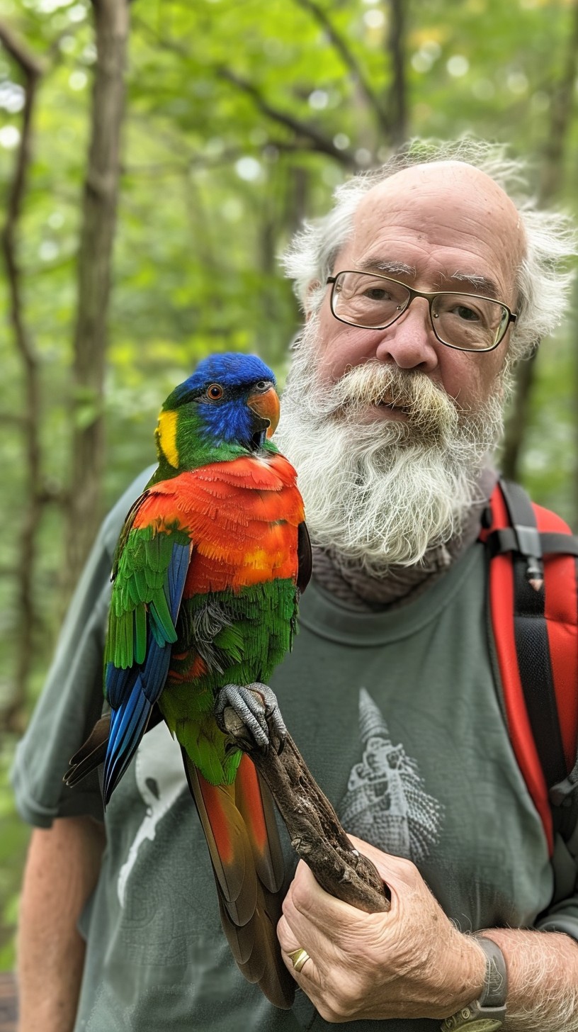 Free Man holding parrot Image - Man, Parrot, Forest | Download at StockCake