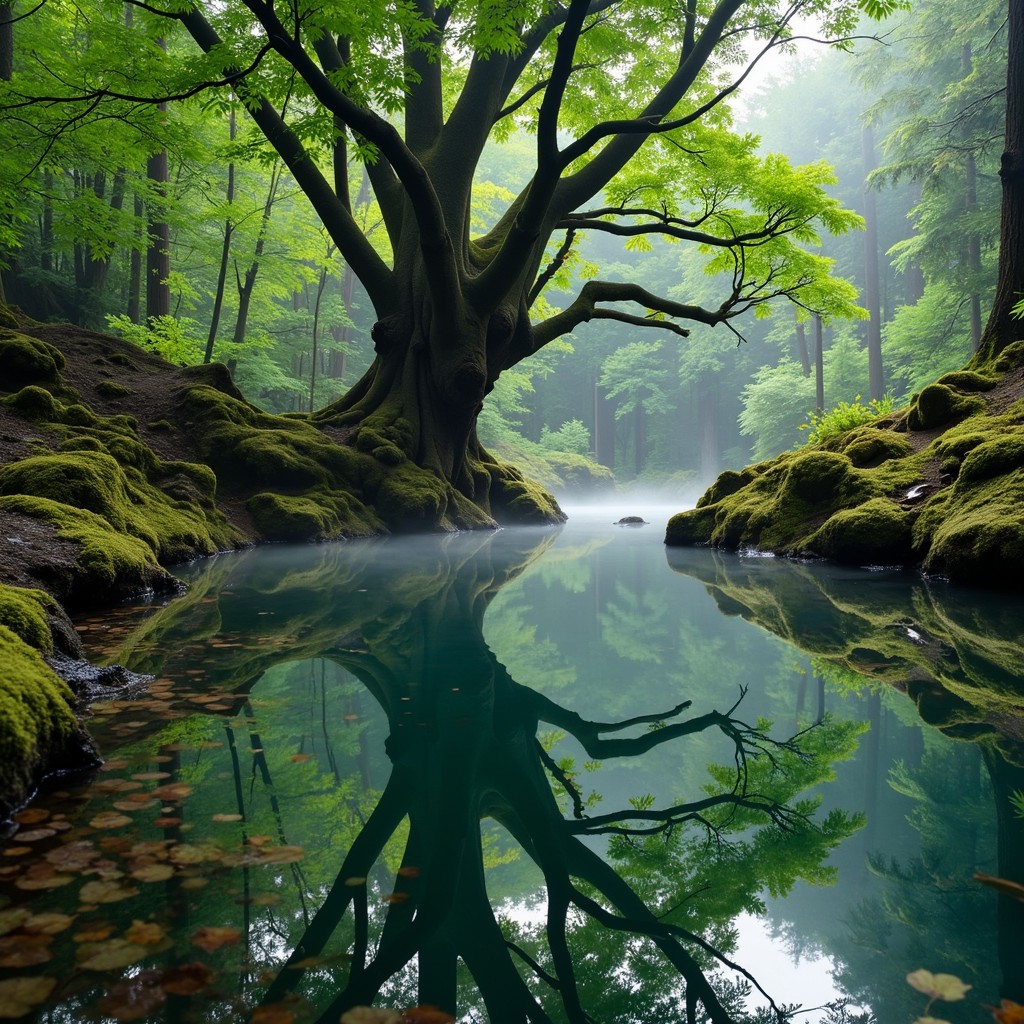 Tree Reflection Background Free Ancient Tree Reflection Image - Tree, Reflection, Forest ...